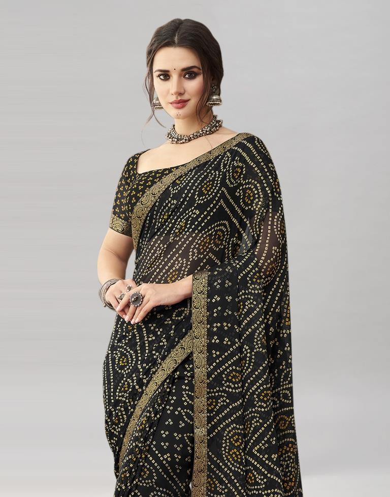 Black Chiffon Bandhani Saree | Sudathi