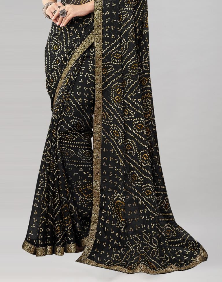 Black Chiffon Bandhani Saree | Sudathi