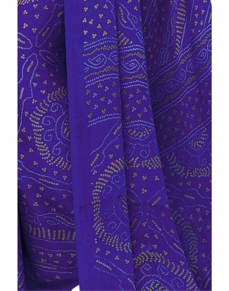 Royal Blue Coloured Chiffon Bandhani Printed Saree | Sudathi