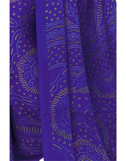 Royal Blue Coloured Chiffon Bandhani Printed Saree | Sudathi