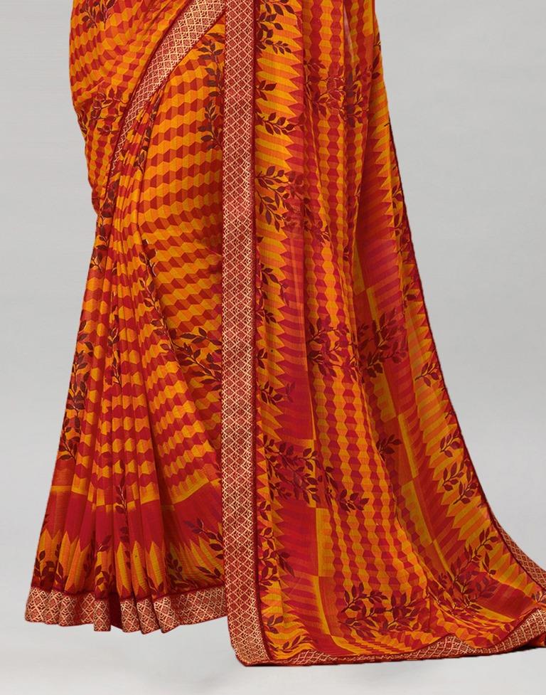 Red Coloured Chiffon Printed Saree | Sudathi