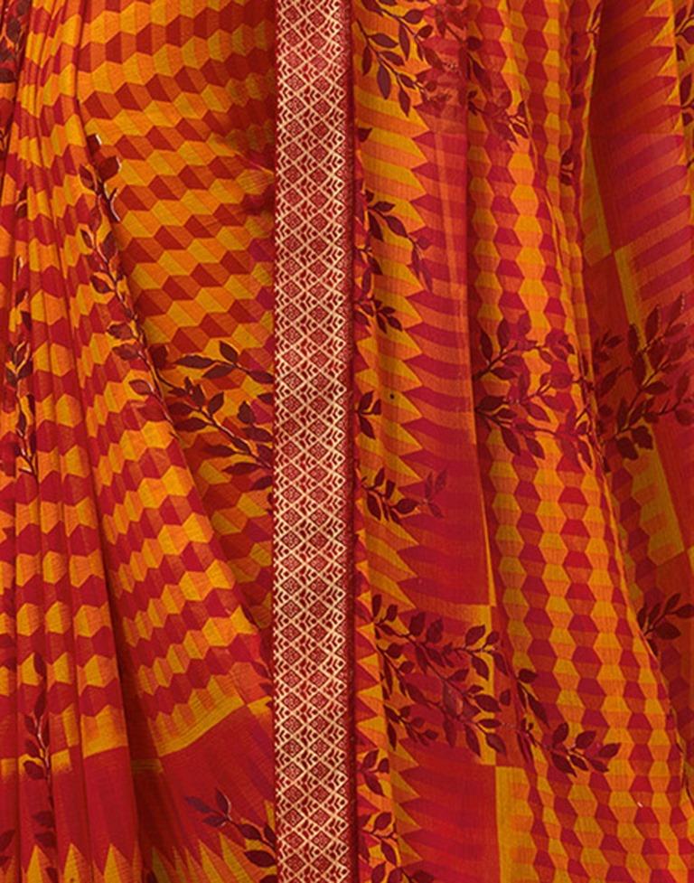 Red Coloured Chiffon Printed Saree | Sudathi