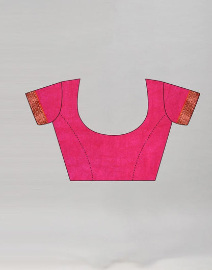 Hot Pink Coloured Chiffon Geometric Printed Saree | Sudathi