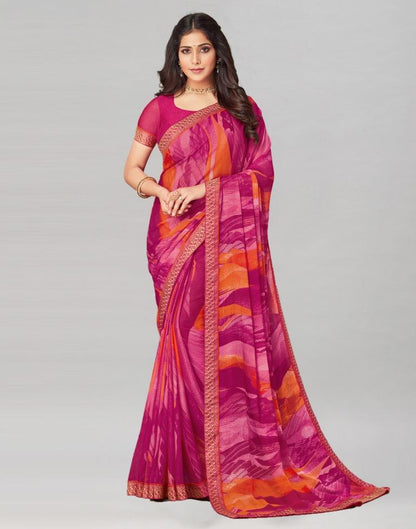 Pink Coloured Chiffon Printed Saree | Sudathi