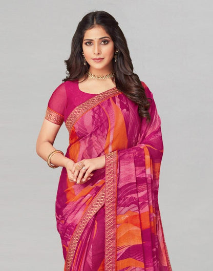 Pink Coloured Chiffon Printed Saree | Sudathi