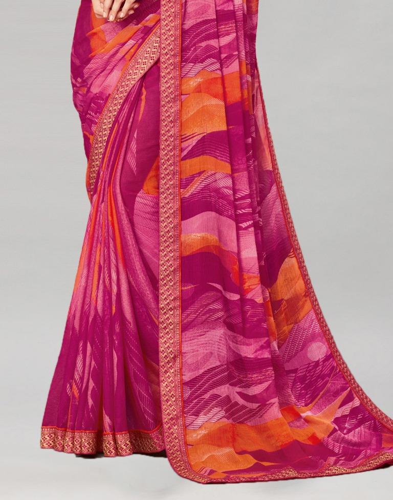 Pink Coloured Chiffon Printed Saree | Sudathi