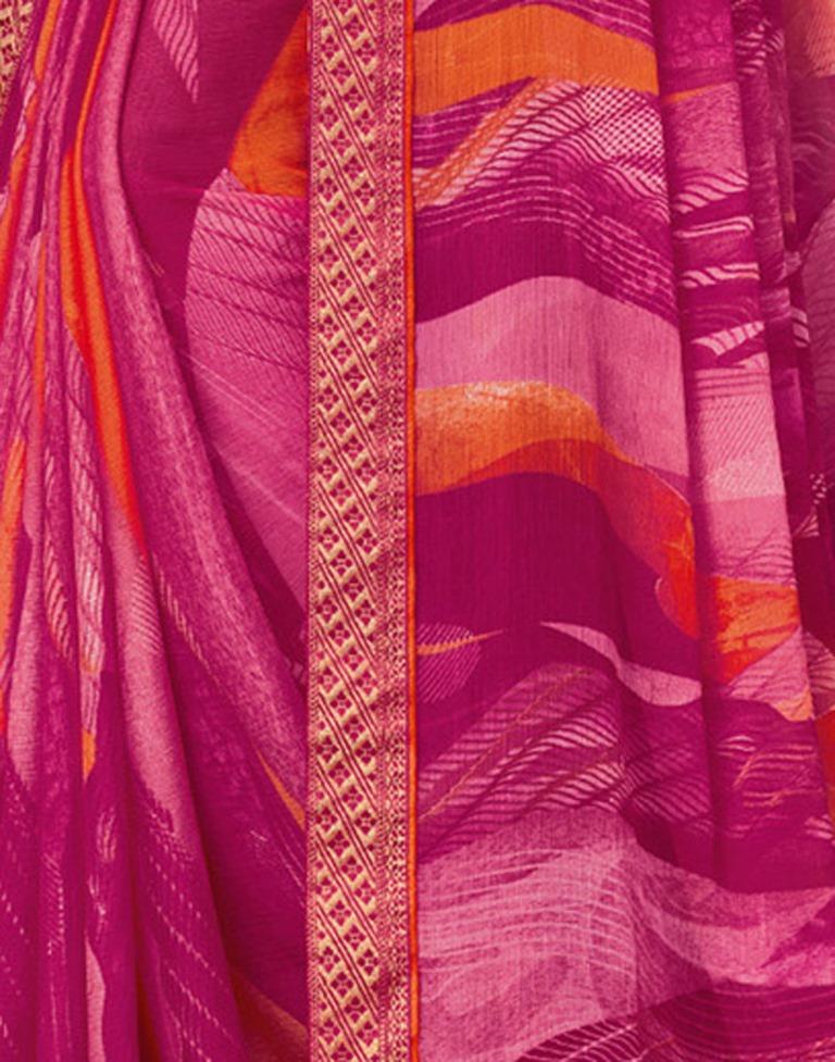 Pink Coloured Chiffon Printed Saree | Sudathi
