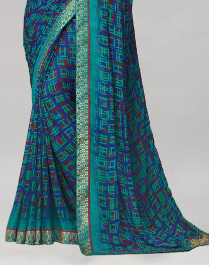 Blue Coloured Chiffon Printed Saree | Sudathi