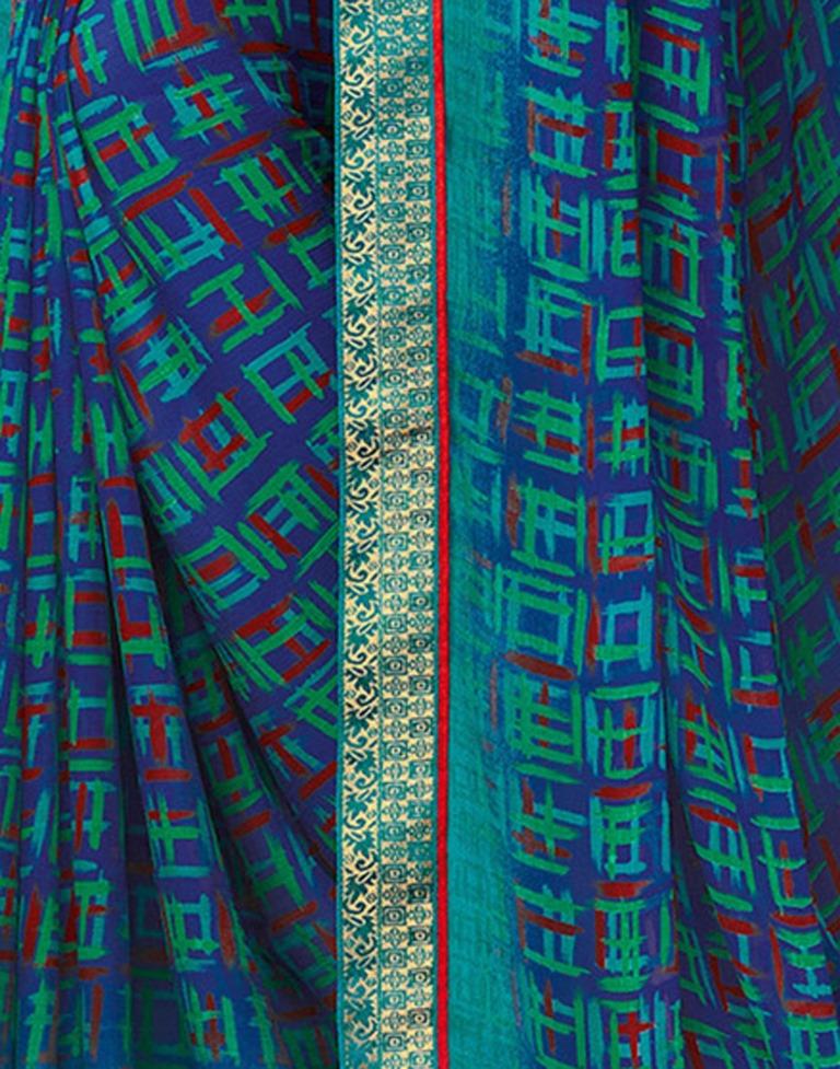 Blue Coloured Chiffon Printed Saree | Sudathi