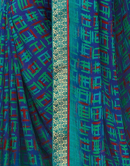 Blue Coloured Chiffon Printed Saree | Sudathi