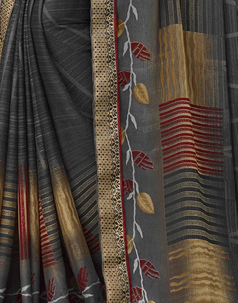 Steel Grey Coloured Chiffon Printed Saree | Sudathi