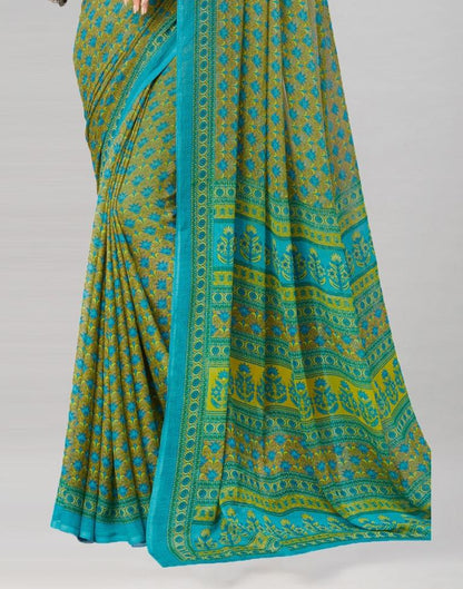 Sea Green Coloured Chiffon Printed Saree | Sudathi