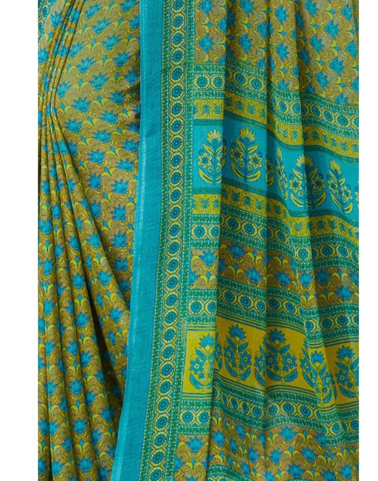 Sea Green Coloured Chiffon Printed Saree | Sudathi