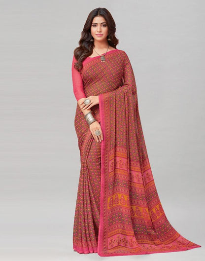 Pink Coloured Chiffon Printed Saree | Sudathi