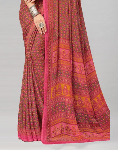 Pink Coloured Chiffon Printed Saree | Sudathi