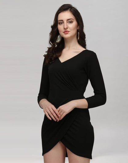 Black Coloured Knitted Lycra Dress | Sudathi