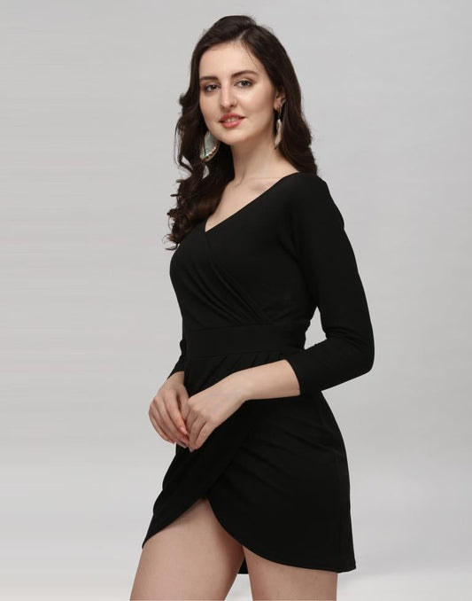 Black Coloured Knitted Lycra Dress | Sudathi