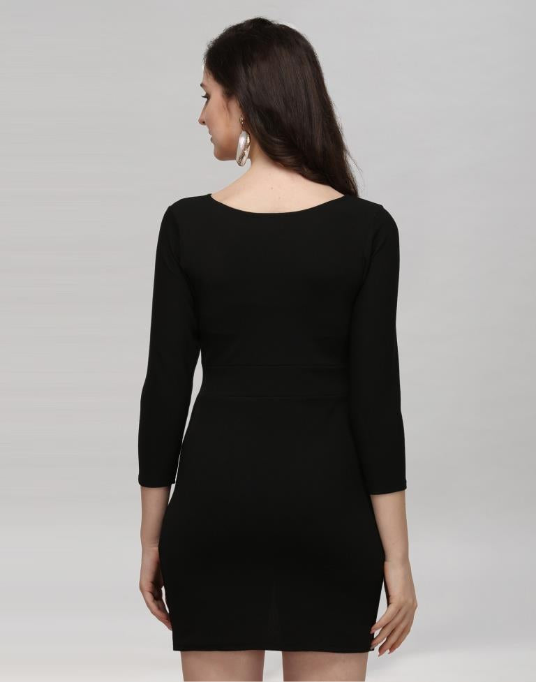 Black Coloured Knitted Lycra Dress | Sudathi