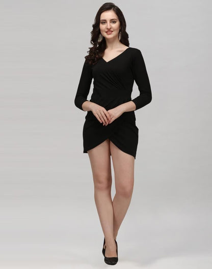 Black Coloured Knitted Lycra Dress | Sudathi