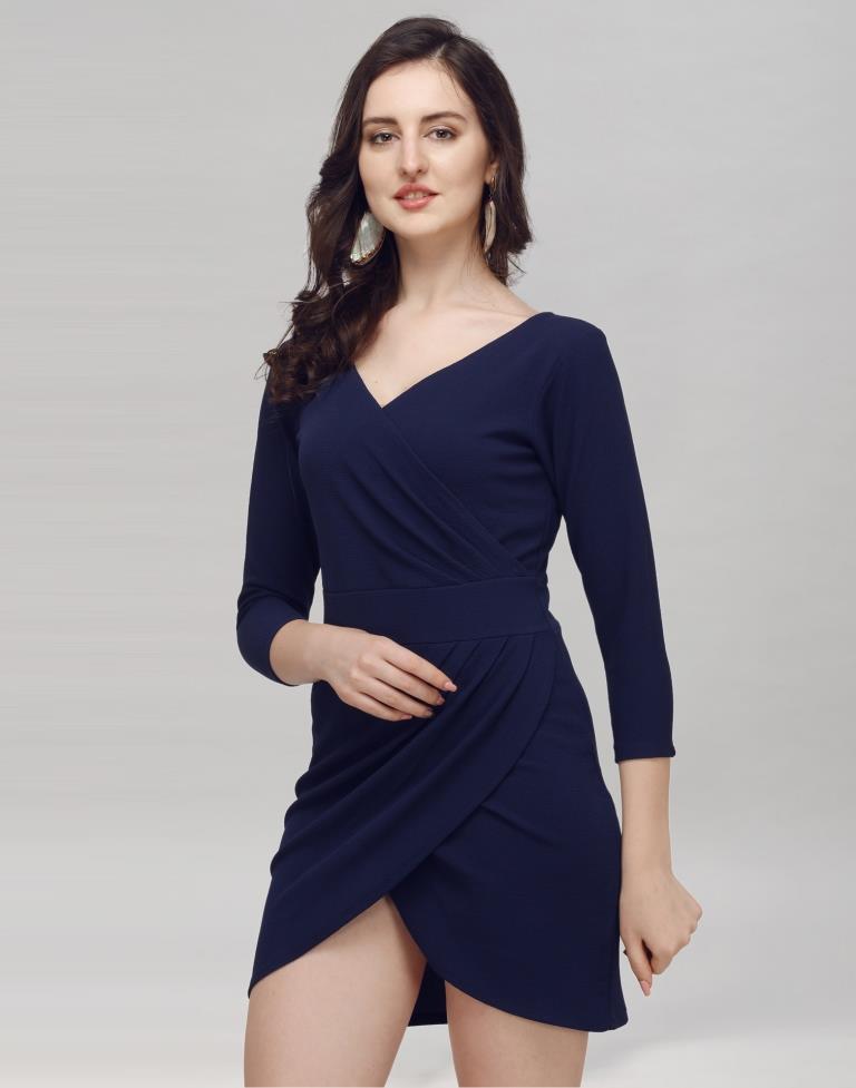 Blue Coloured Knitted Lycra Dress | Sudathi