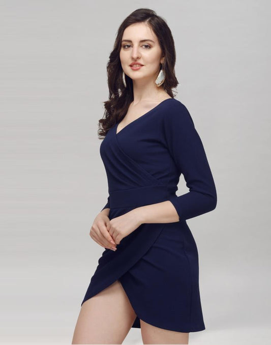 Blue Coloured Knitted Lycra Dress | Sudathi