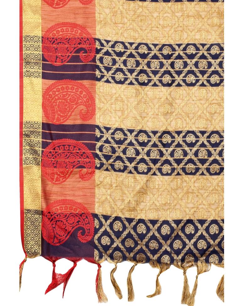 Navy Blue Coloured Cotton Silk Jacquard Saree | Sudathi