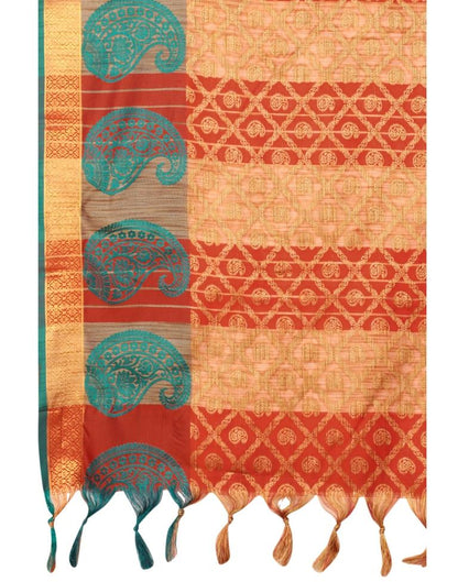 Orange Coloured Cotton Silk Jacquard Saree | Sudathi