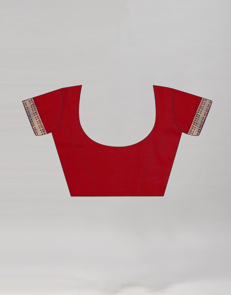 Red Coloured Chiffon Geometric Printed Saree | Sudathi