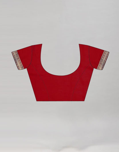 Red Coloured Chiffon Geometric Printed Saree | Sudathi