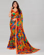 Dark Orange Coloured Chiffon Geometric Printed Saree | Sudathi