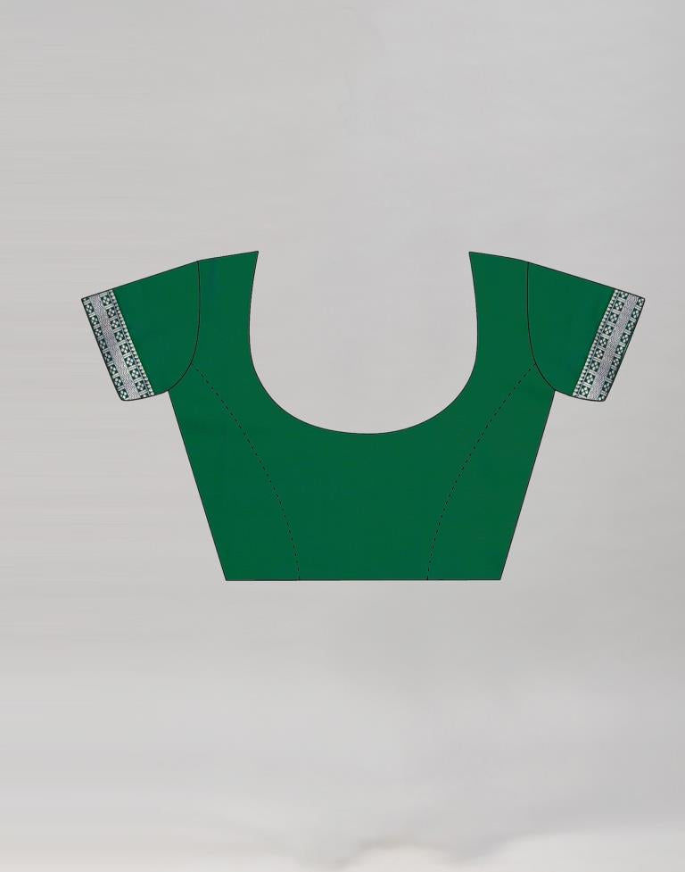 Bottle Green Coloured Chiffon Geometric Printed Saree | Sudathi