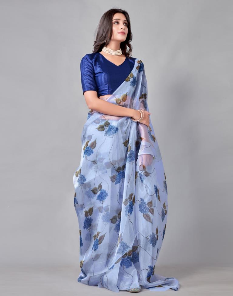 Blue Organza Saree | Sudathi
