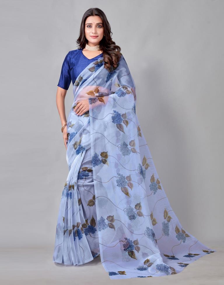 Blue Organza Saree | Sudathi