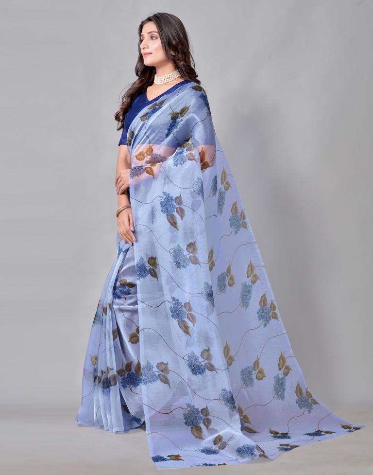 Blue Organza Saree | Sudathi