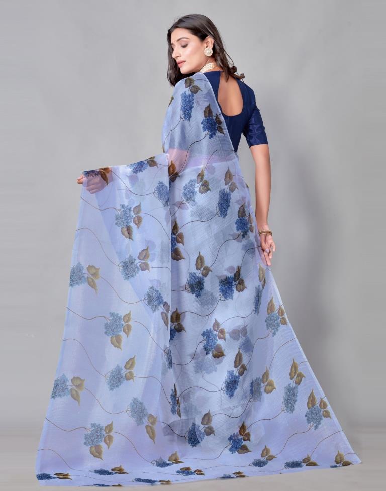 Blue Organza Saree | Sudathi
