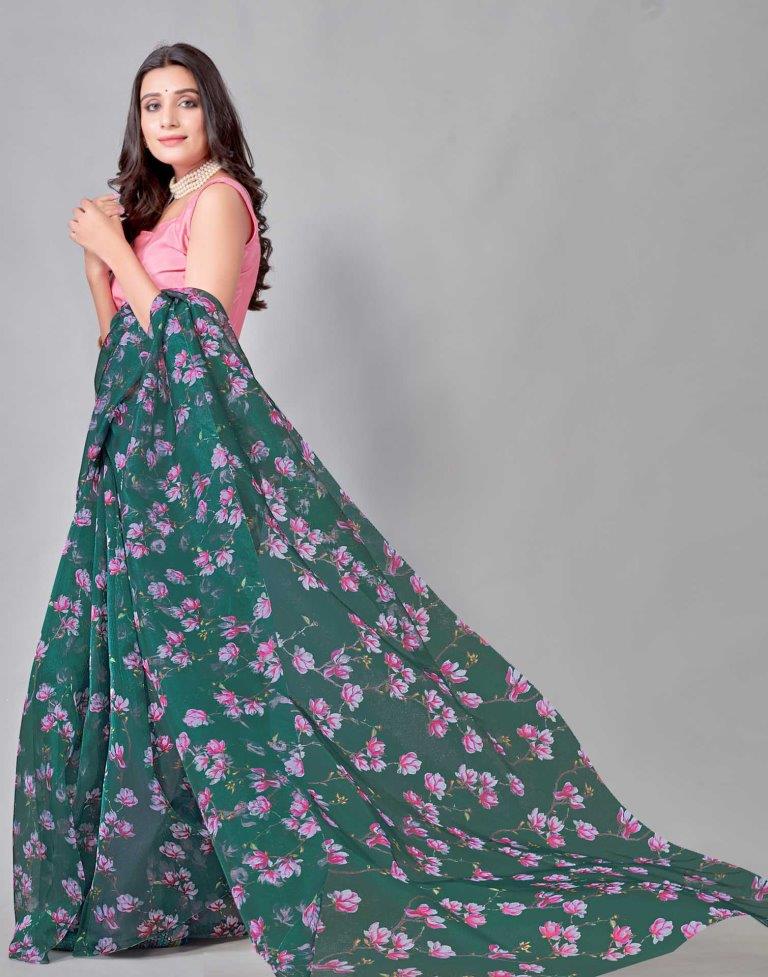 Green Organza Saree | Sudathi