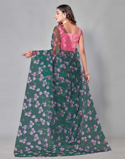 Green Organza Saree | Sudathi