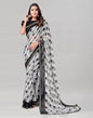 White Coloured Chiffon Polka Printed Saree | Sudathi