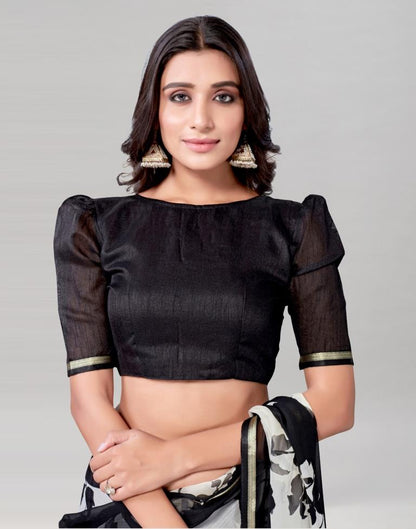 White Coloured Chiffon Polka Printed Saree | Sudathi