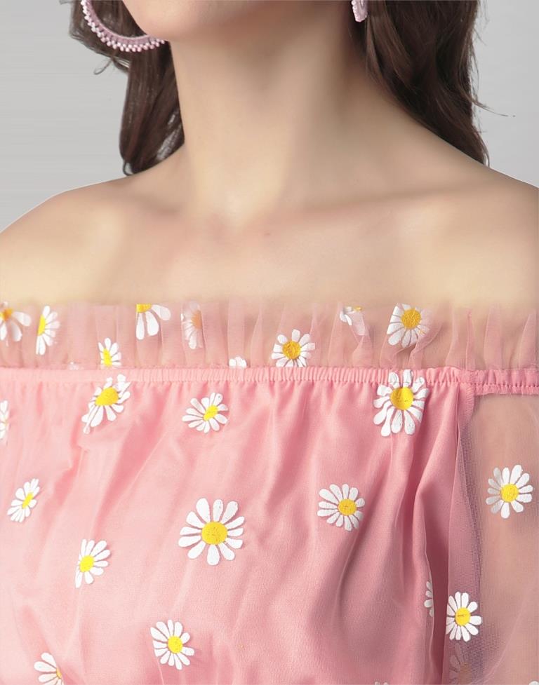 Peach Coloured Khadi Print Crepe Top | Leemboodi