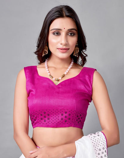 White Coloured Silk Embellished Saree | Sudathi