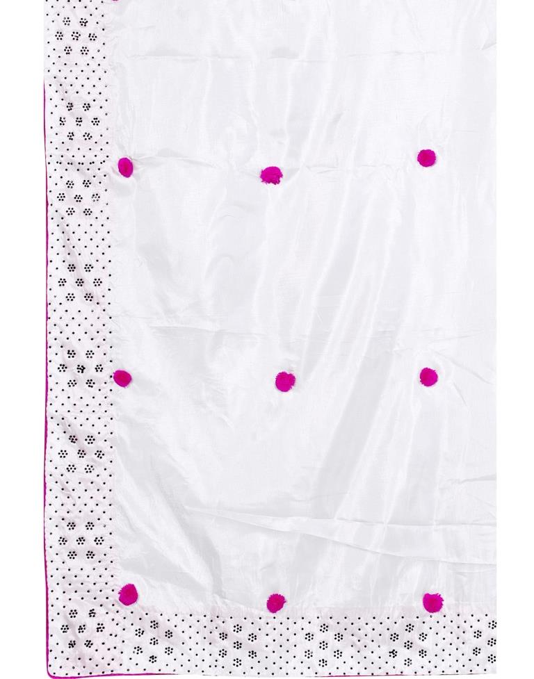 White Coloured Silk Embellished Saree | Sudathi