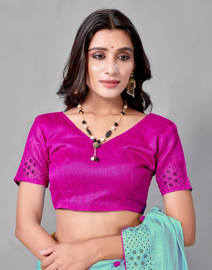 Turquoise Blue Coloured Silk Embellished Saree | Sudathi