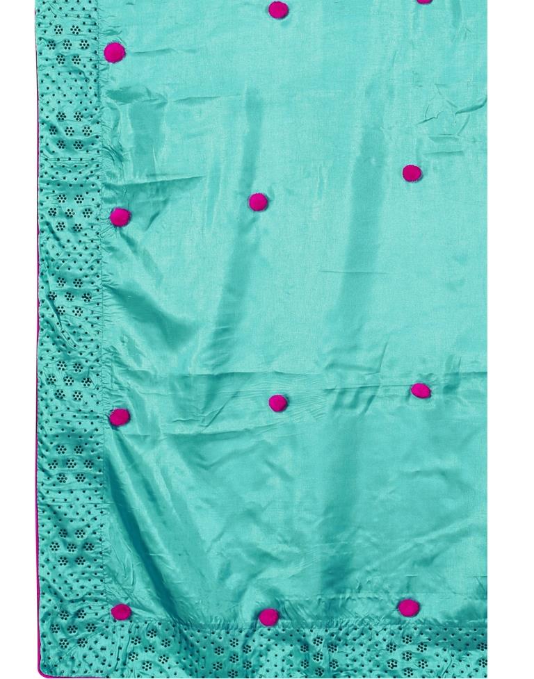 Turquoise Blue Coloured Silk Embellished Saree | Sudathi
