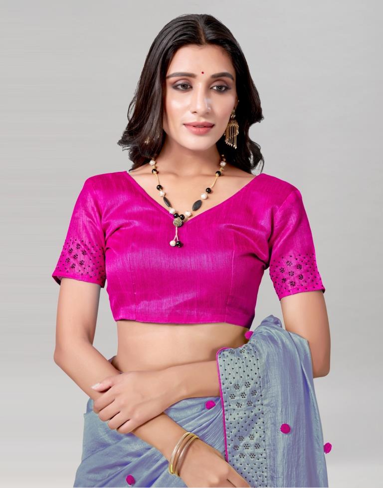 Steel Blue Coloured Silk Embellished Saree | Sudathi