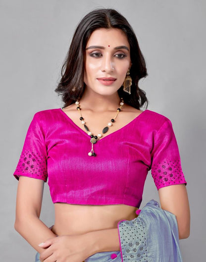 Steel Blue Coloured Silk Embellished Saree | Sudathi