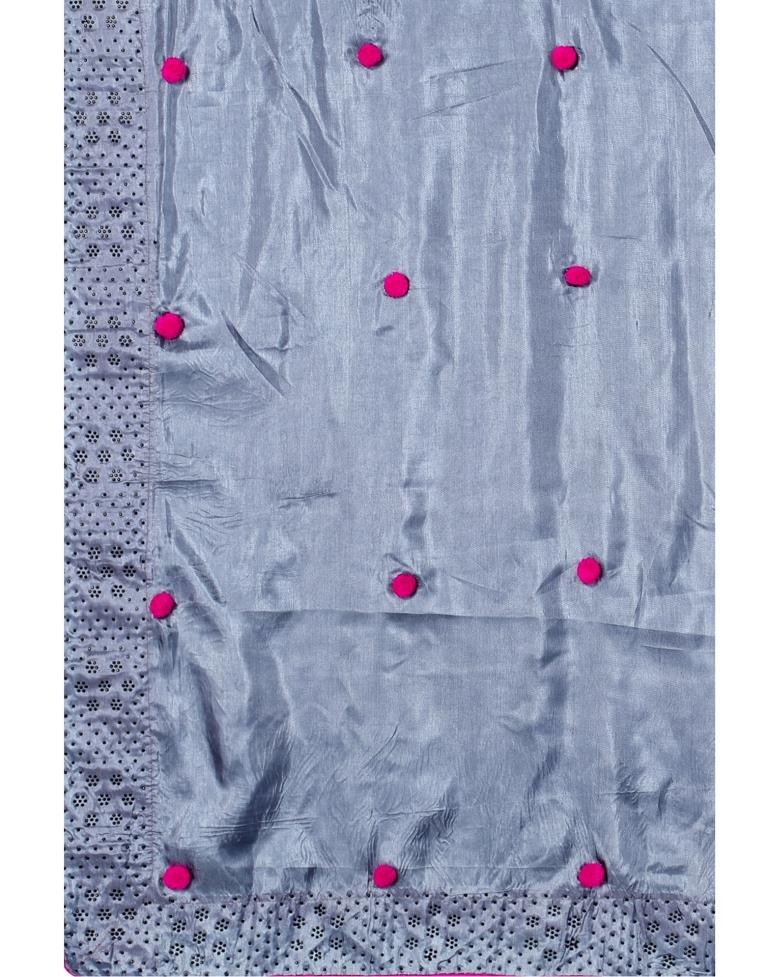 Steel Blue Coloured Silk Embellished Saree | Sudathi