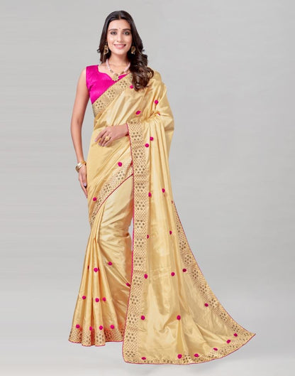 Golden Yellow Coloured Silk Embellished Saree | Sudathi