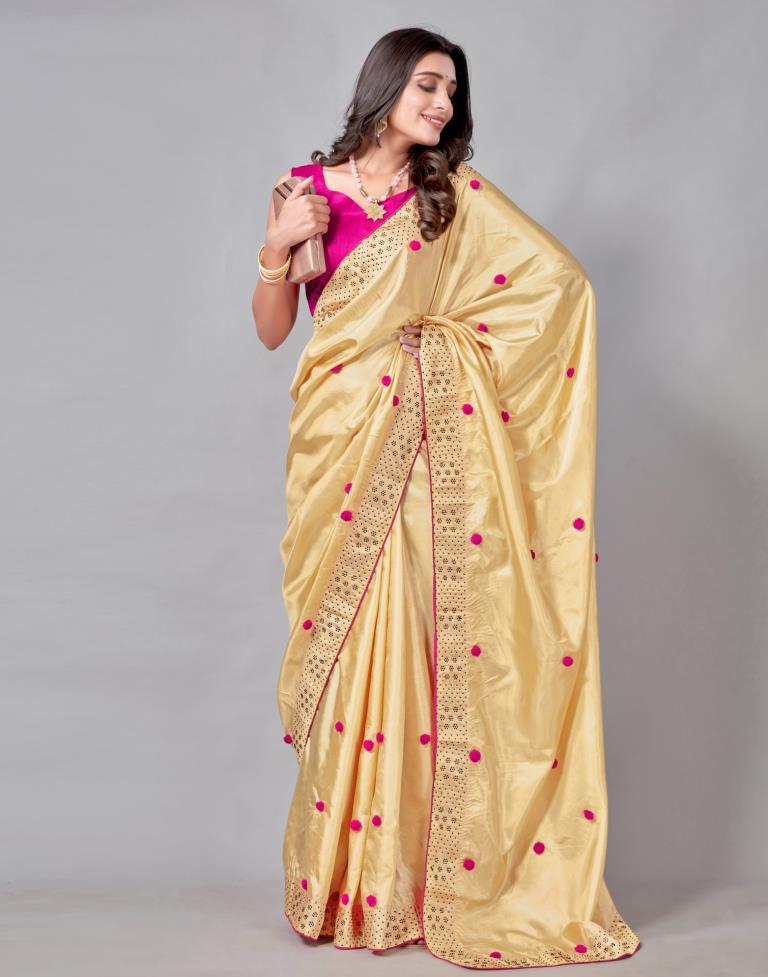 Golden Yellow Coloured Silk Embellished Saree | Sudathi