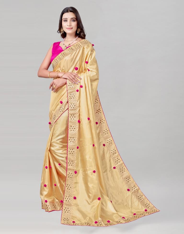 Golden Yellow Coloured Silk Embellished Saree | Sudathi